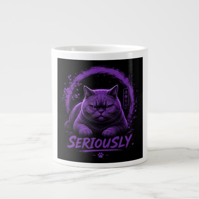 Grande Tasse Chat Sérieusement (Devant)