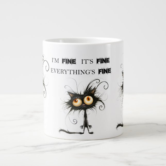 Grande Tasse Chat Stressé Je vais Bien Tout va Bien (Devant)