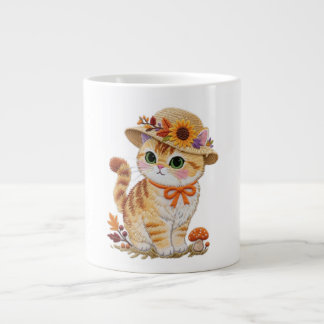 Grande Tasse Chat tigré Cottagecore avec Tri-Blend de feuilles