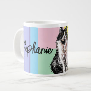 Grande Tasse Chat Tuxedo Pastel Chats Femme Pastel Couleurs