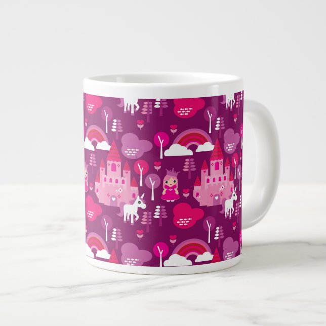 Grande Tasse château de princesse et arc-en-ciel de licorne (Devant droit)