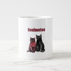 Grande Tasse Chats âmes sœurs rouge noir