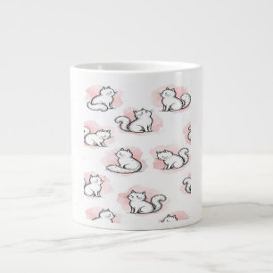 Grande Tasse Chats Blancs Mignons Motif Aquarelle Rose Chat Kaw
