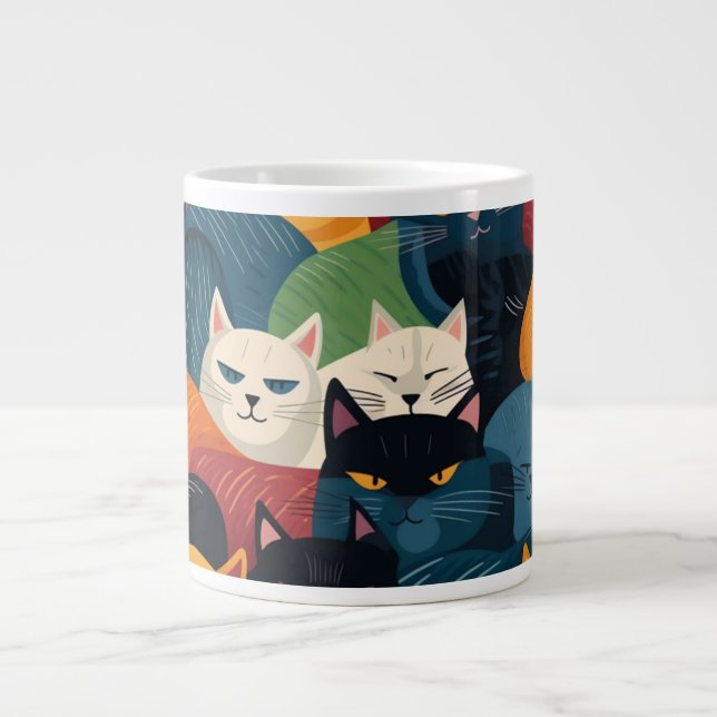 Grande Tasse Chats colorés dormant (Devant)