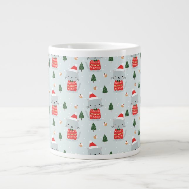 Grande Tasse Chats de Noël mignons (Devant)