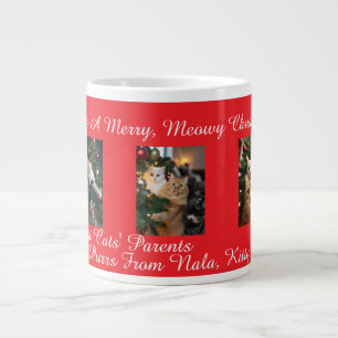 Grande Tasse Chats de Noël Rouges, Image Et Texte, Personnalise