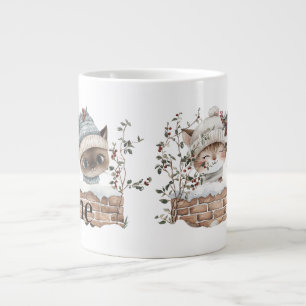 Grande Tasse Chats d'hiver mignons personnalisés