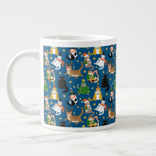 Grande Tasse Chats Festifs en Costumes de Noël Motif