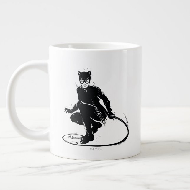 Grande Tasse Chatte Féconde Pose Pinceau à Encre (Gauche)