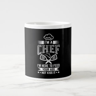 Grande Tasse Chef Ici Nourriture Pas Baiser Cuisine Amoureux Dr