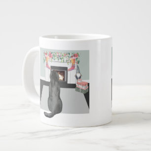 Grande Tasse Cheminée de Noël du chien du Labrador noir