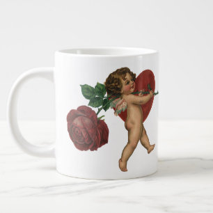 Grande Tasse Cherub de la Saint-Valentin vintage et Rose victor