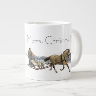 Grande Tasse Cheval de neige en hiver Marche de nuit Noël Jumbo