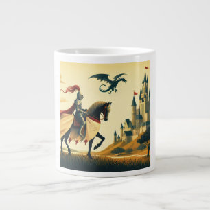 Grande Tasse Chevalier médiéval/wyvern/château fantasy