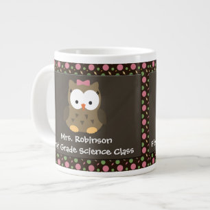 Grande Tasse Chevêche de petite fille mignonne, rosée/verte/B