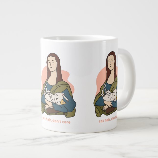 Grande Tasse Cheveux de chat ne se soucient pas mignon Mona Lis (Devant droit)