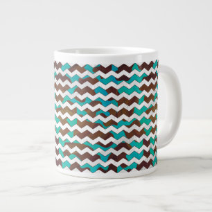 Grande Tasse Chevron Cow Impression Brown et Turquoise