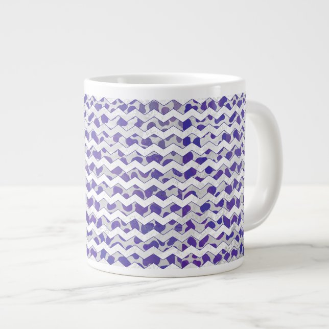 Grande Tasse Chevron Dalmatien violet et blanc (Devant droit)