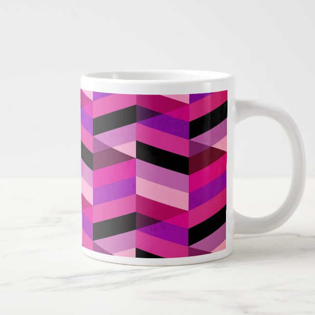 Grande Tasse Chevron/Herringbone abstrait | Violets et Violet (Droite)