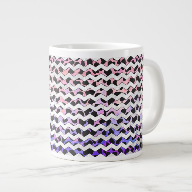 Grande Tasse Chevron rose et noir Dalmation (Devant droit)