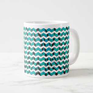 Grande Tasse Chevron Tiger noir et Turquoise