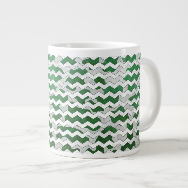 Grande Tasse Chevron Vache vert et blanc Impression (Devant droit)