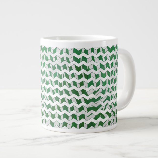 Grande Tasse Chevron Zebra Green et White Print (Devant droit)