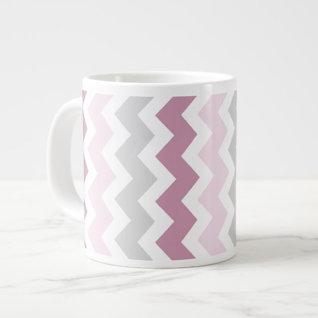Grande Tasse Chevrons gris rose Jumbo (Devant gauche)