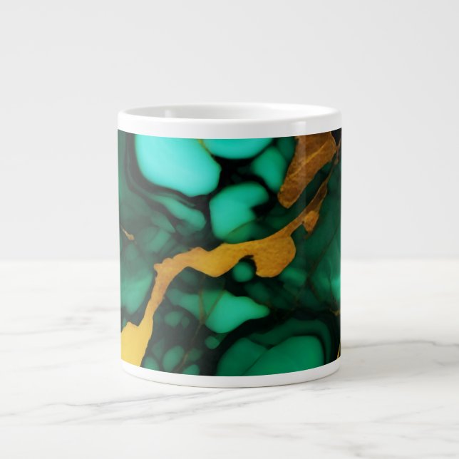 Grande Tasse Chic Elegant vert foncé jaune Faux Marble (Devant)