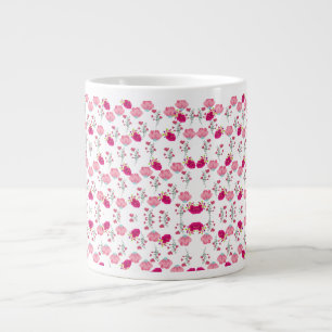 Grande Tasse Chic rose et rouge Floral imprimé sans couture mot