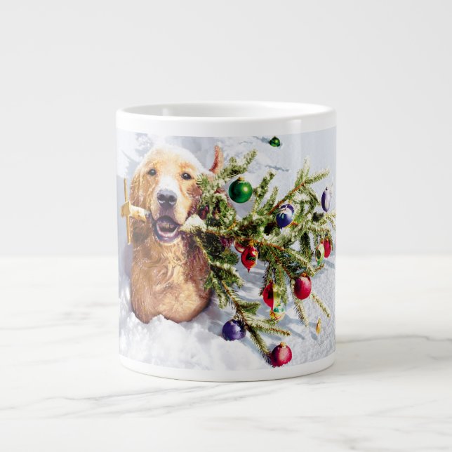 Grande Tasse Chien avec arbre en neige (Devant)