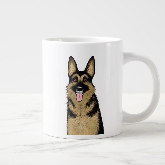 Grande Tasse Chien berger allemand mignon | Dessin d'art pour a (Droite)