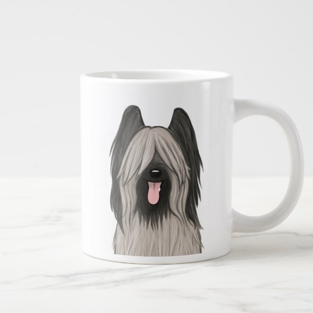 Grande Tasse Chien caricaturé mignon Briard (Droite)
