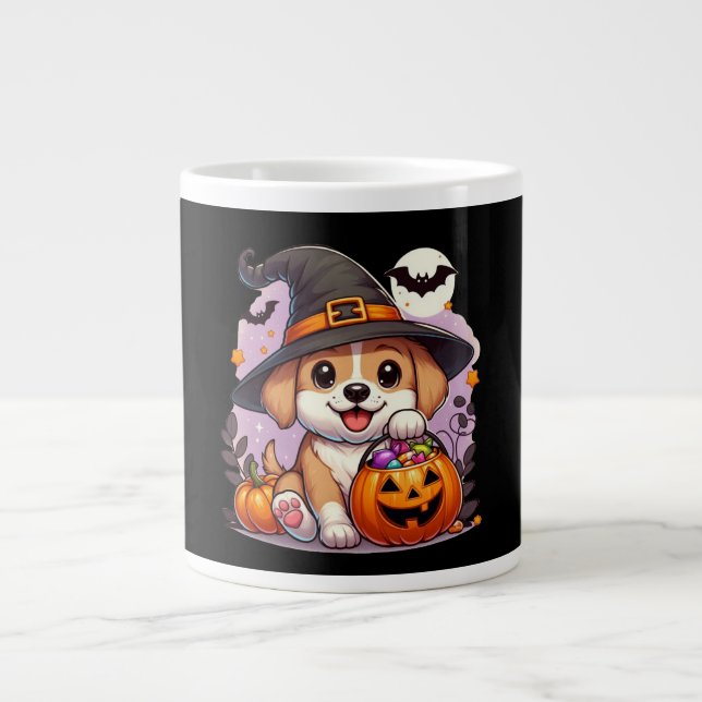 Grande Tasse Chien/chiot d'Halloween mignon (Devant)
