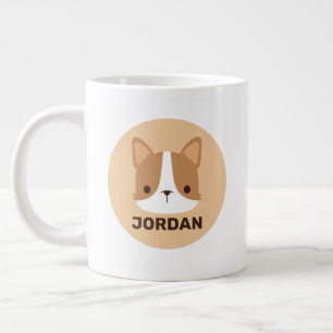 Grande Tasse Chien Corgi mignon avec nom personnalisé