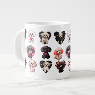 Grande Tasse Chien de caniche de Saint-Valentin   AMOUREUX DE L
