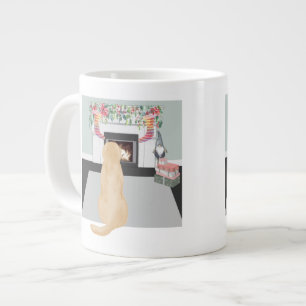 Grande Tasse Chien jaune du Labrador dans la scène de la chemin