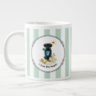 Grande Tasse Chien mignon - Summer Beach Black Labrador Retriev