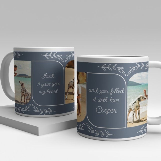 Grande Tasse Chien Papa 3 Vertical Photo Aimer Mots Personnalis (Créateur téléchargé)