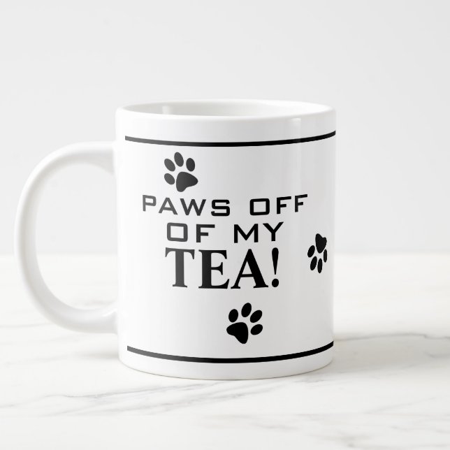 Grande Tasse Chien Paw Typographie Tea Lover's Black & White (Gauche)