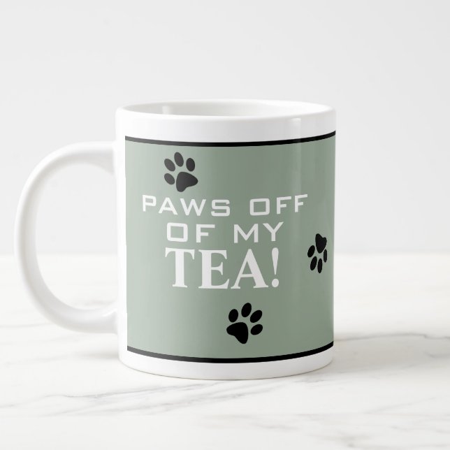 Grande Tasse Chien Paw Typographie Tea Lover's Green & White (Gauche)