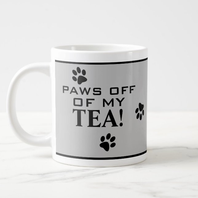 Grande Tasse Chien Paw Typographie Tea Lover's Grey Black Funny (Gauche)