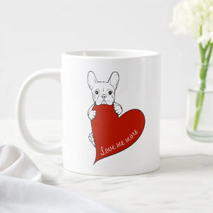 Grande Tasse Chien-taureau français mignon au coeur rouge