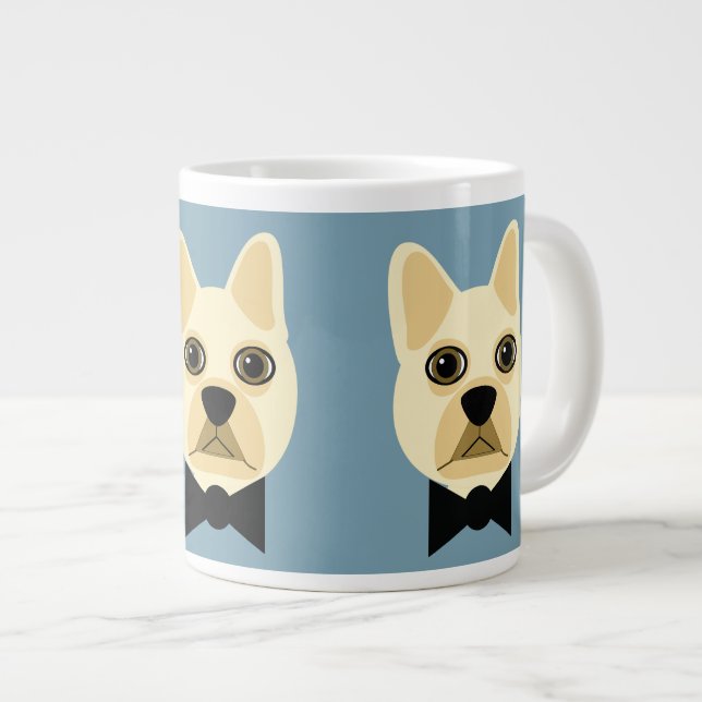 Grande Tasse Chien-taureaux français avec bleu-bowtie (Devant droit)