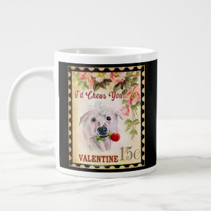 Grande Tasse Chien Vintage de Saint Valentin chinois avec Rose