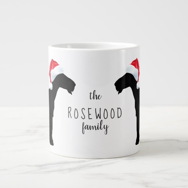 Grande Tasse Chiens Airedale Terrier de Noël Chapeau de Père No (Devant)