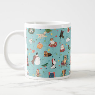 Grande Tasse Chiens de Fêtes en Motif de pulls de Noël