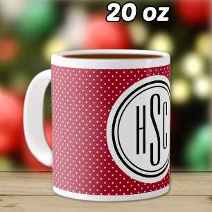 Grande Tasse Chiffre 20oz Big Monogram Rouge & Blanc Swiss Dots