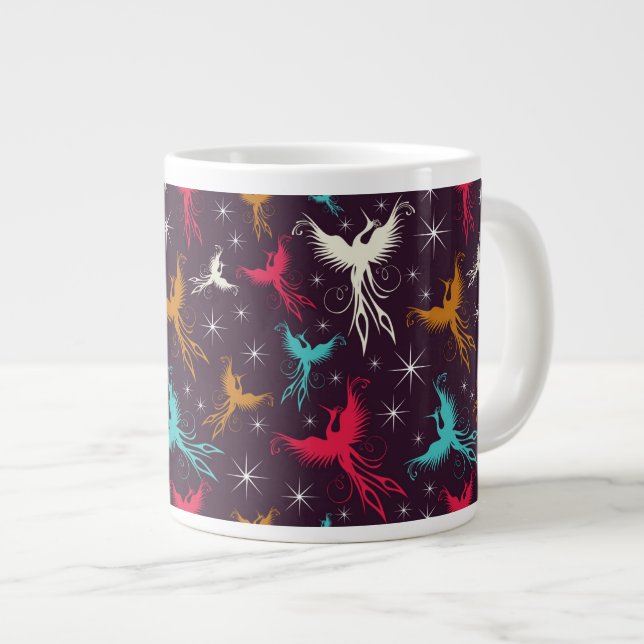 Grande Tasse Chiffre motif d'oiseaux de Phoenix (Devant droit)