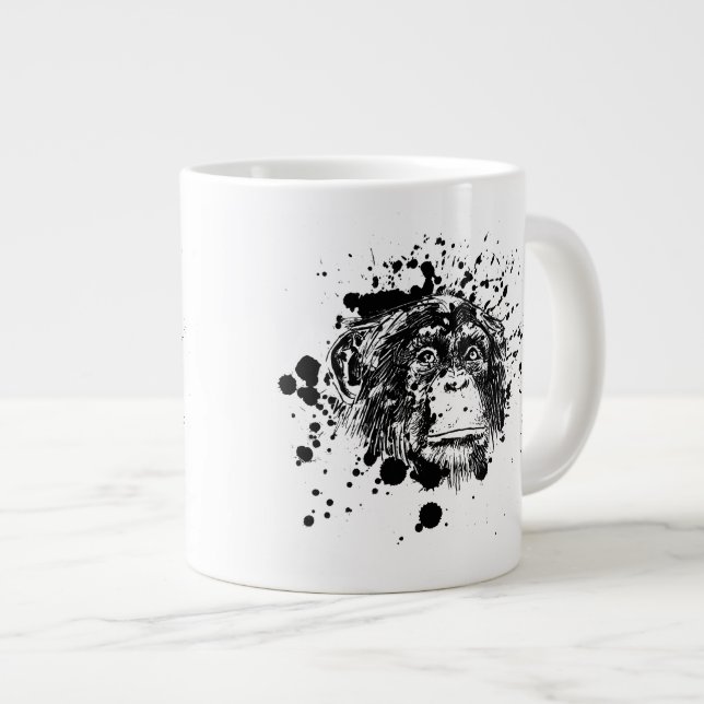 Grande Tasse Chimpanzé en noir (Devant droit)